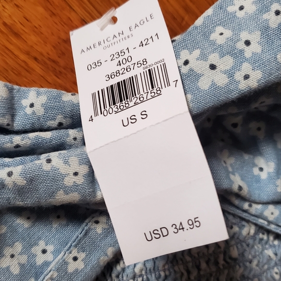 American Eagle Floral Blue Crop Top s - Picture 3 of 4